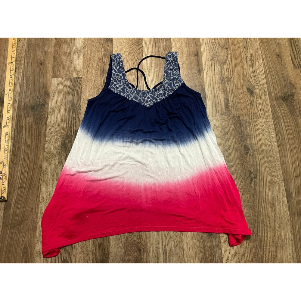 World Unity Tank Top, Women's Size Small, Red White Blue, Tie Dye, Sleeveless